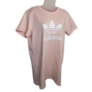 ADIDAS Originals‎ Women’s Short Sleeve T-Shirt Dress Medium Pink White Trefoil